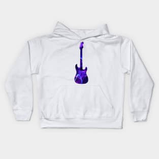 Purple Flame Guitar Silhouette on Black Kids Hoodie